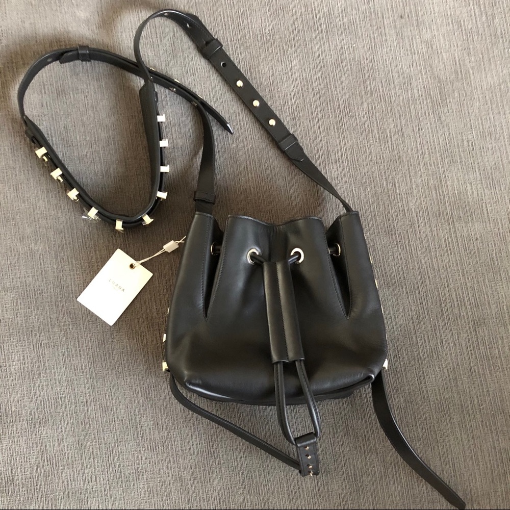 Luana Italy Nico Mini Bucket Bag in Black Leather